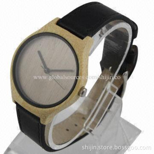 2014 New fashion leather strap wooden watches for women
